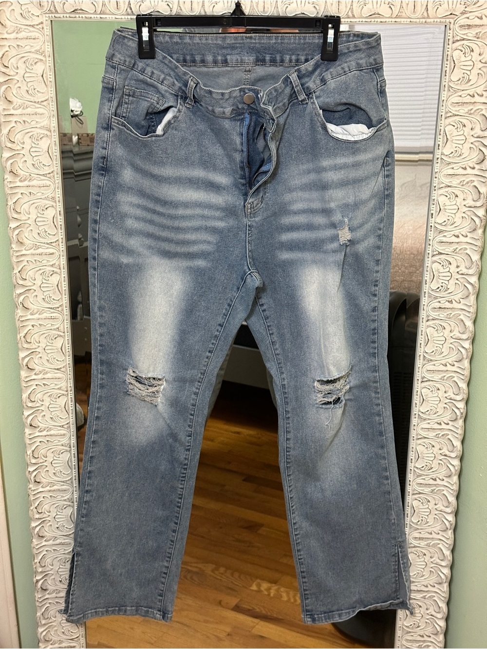 Shein Curve Light Blue Distressed Jeans